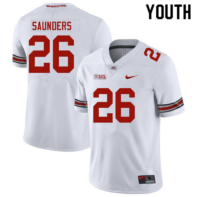 Youth #26 Cayden Saunders Ohio State Buckeyes College Football Jerseys Sale-White